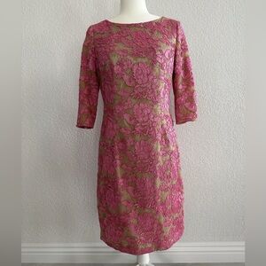 Eliza J Nude and Pink Lace Sheath Cocktail Dress